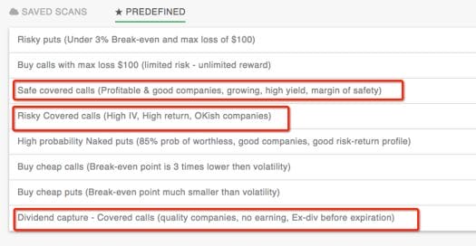 Pre Defined Covered Calls