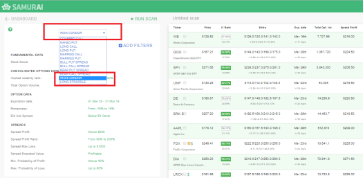 Iron condor strategy scanner