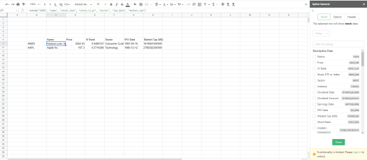 Google Sheets Option Samurai Integration