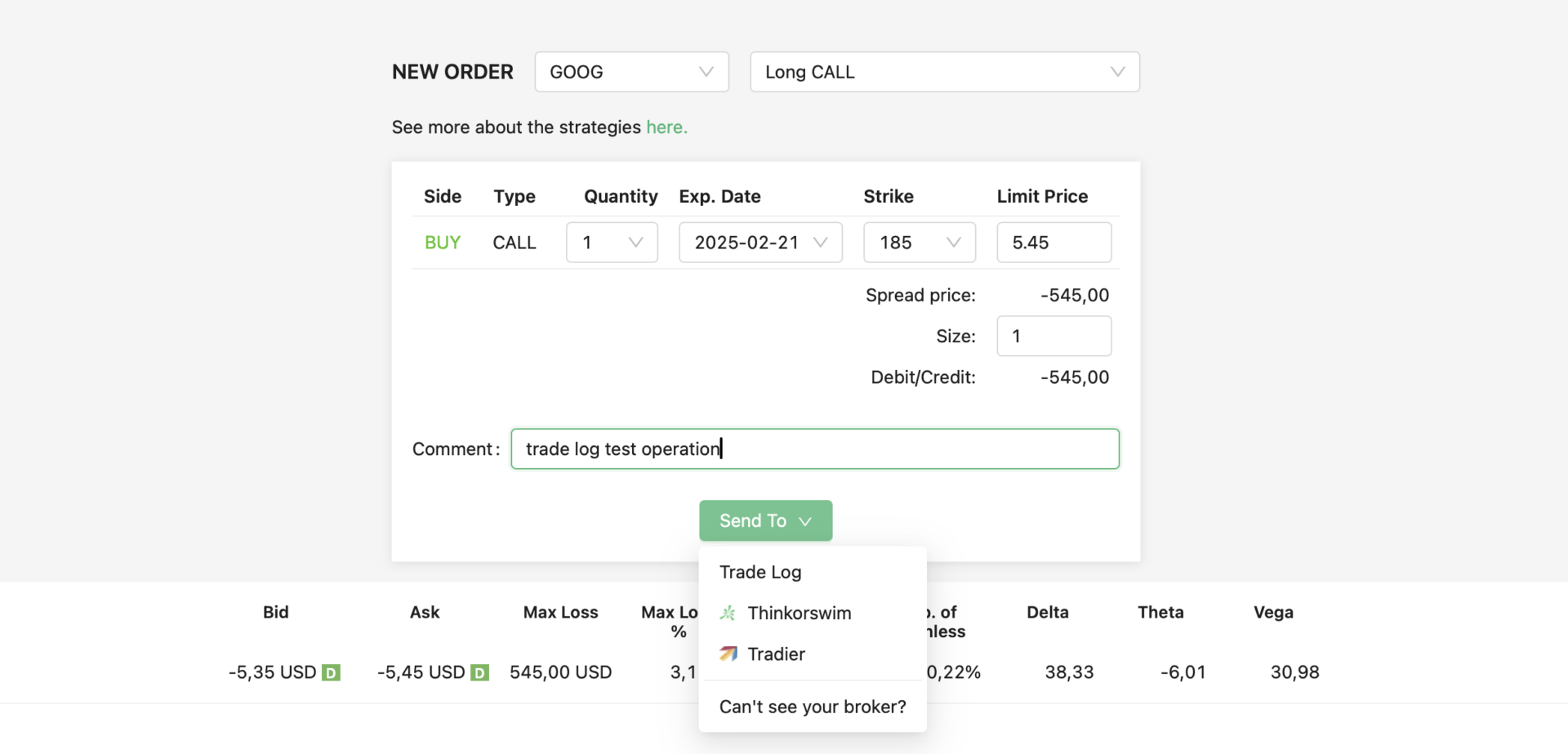 trade log example